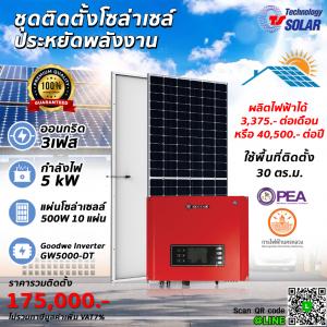 ชุดติดตั้งโซล่าเซลล์ SET 5 kW 3 เฟส ออนกริด